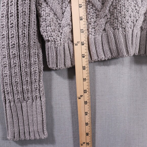 Free People Traveler Cable Knit Sweater Womens S Cropped Pullover Grey - Picture 8 of 15